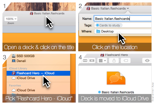 flashcard hero not saving in icloud drive